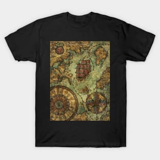 Old Fantasy Pirate Map. T-Shirt